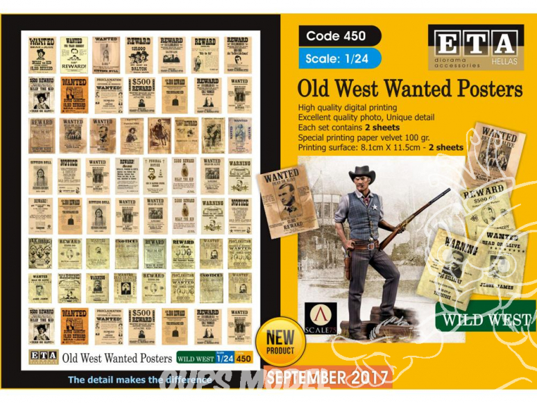 ETA diorama 450 Affiches Wanted du vieil ouest 1/24