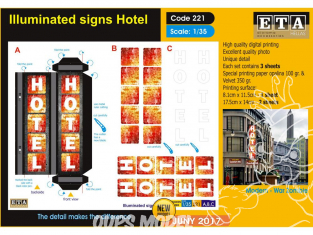 ETA diorama 221 Enseignes lumineuse d’hôtels 1/35