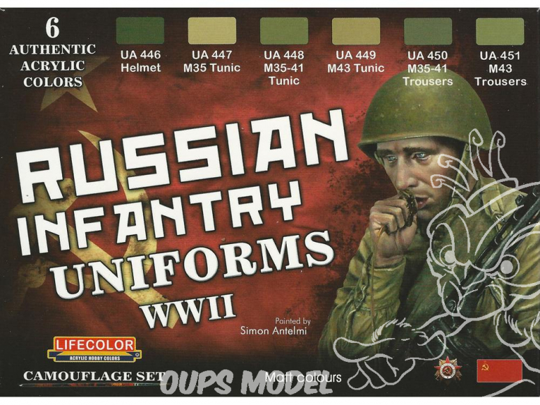 Lifecolor set de peintures cs42 Couleur Uniforme infanterie russe WWII