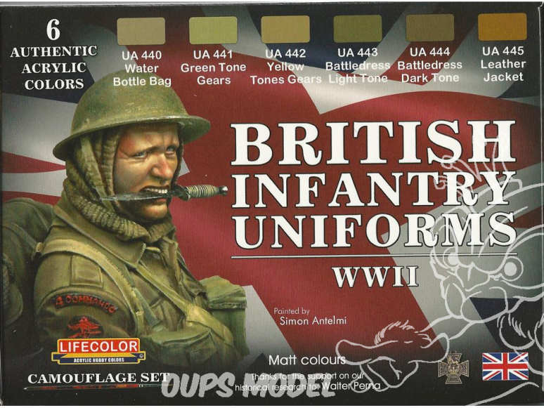 Lifecolor set de peintures cs41 Couleur Uniforme infanterie Anglaise WWII