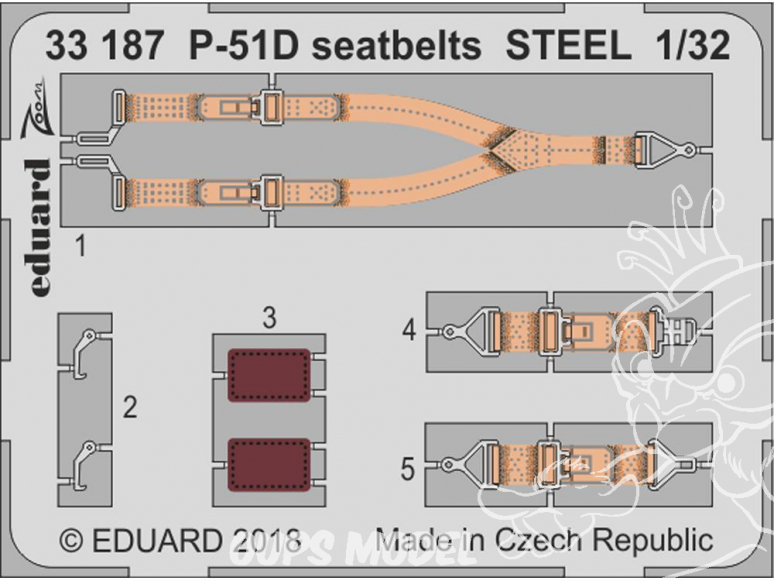 Eduard photodécoupe avion 33187 Harnais métal Interieur P-51D Revell 1/32