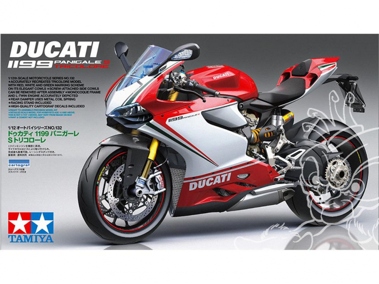 Ducati 1199 Panigale Tricolore Tamiya maquette moto 14132 1/12