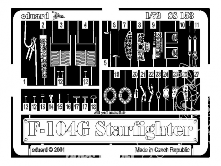 Eduard photodecoupe avion SS153 F-104G Revell 1/72