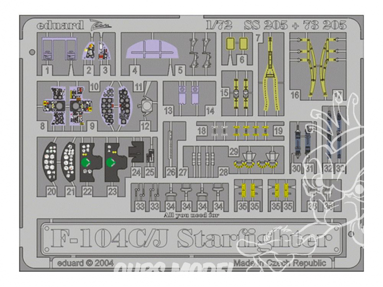 Eduard photodecoupe avion SS205 F-104C/J Hasegawa 1/72