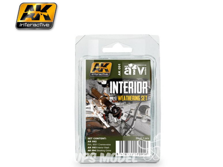 Ak Interactive Set Weathering AK091 Vieillissement intérieur 2 x 35ml + 1 x 17ml