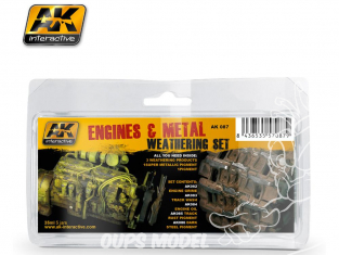 Ak Interactive Set Weathering AK087 Vieillissement Moteurs & Metal 5 x 35ml