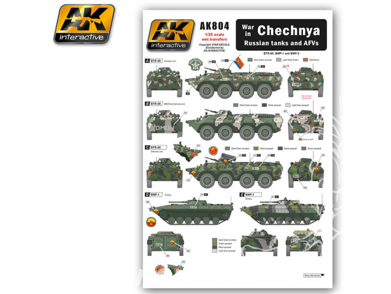 AK interactive ak804 Decalques pour Blindés Russes en Tchétchénie 1/35