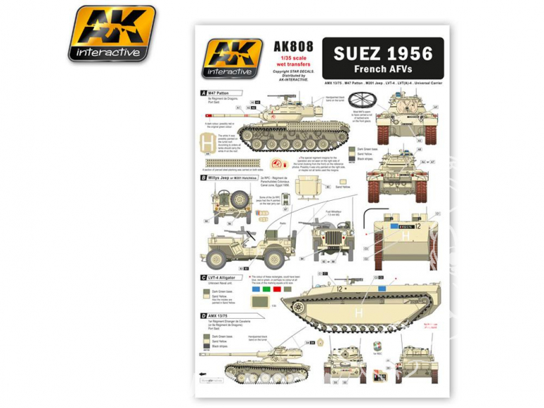 AK interactive ak808 Decalques Suez 1956 - Blindés Français 1/35