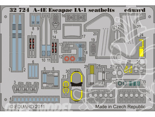 EDUARD photodecoupe 32724 Harnais A-4E Escapac IA-1 1/32