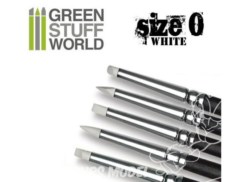 Pinceau Silicone Colour Shapers TAILLE 0 BLANC SOUPLE assortiment de 5 Green Stuff 360253