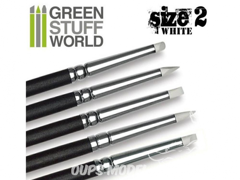 Pinceau Silicone Colour Shapers TAILLE 2 BLANC SOUPLE assortiment de 5 Green Stuff 360260
