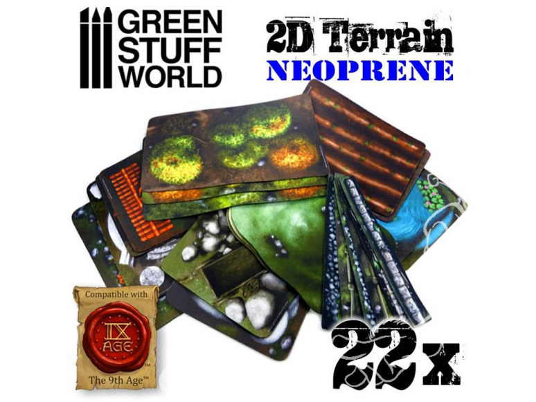 Green Stuff 369508 Set Terrain 2D 22 pièces