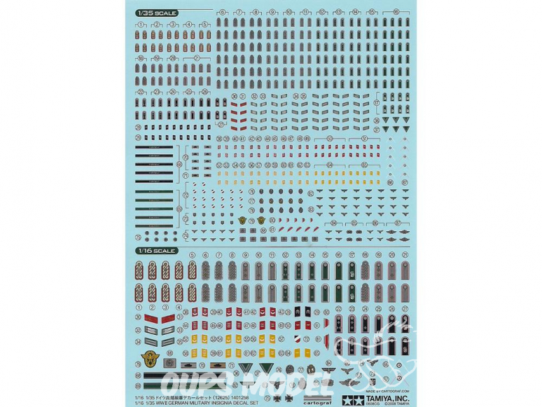 TAMIYA decalques 12625 Insignes Allemand 1/35