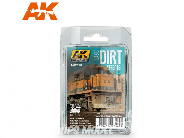 Ak Interactive Set Weathering AK7020 Trains - Effets basiques de saleté 3 x 35ml