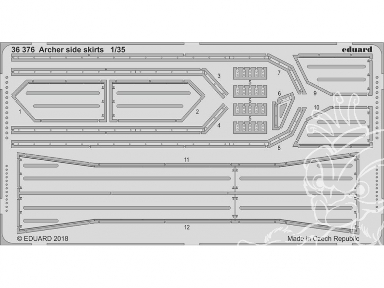 Eduard photodecoupe militaire 36376 Jupes latérales Archer Tamiya 1/35