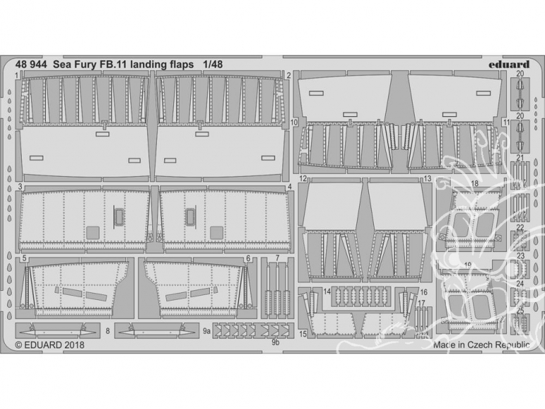 EDUARD photodecoupe avion 48944 Volets d'atterrissage Sea Fury FB.11 Airfix 1/48