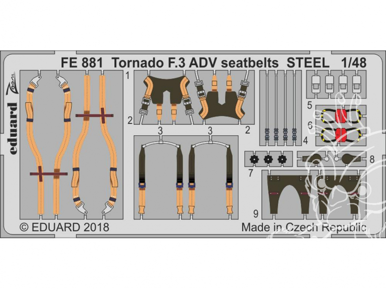 EDUARD photodecoupe avion FE881 Harnais métal Tornado F.3 ADV Revell 1/48
