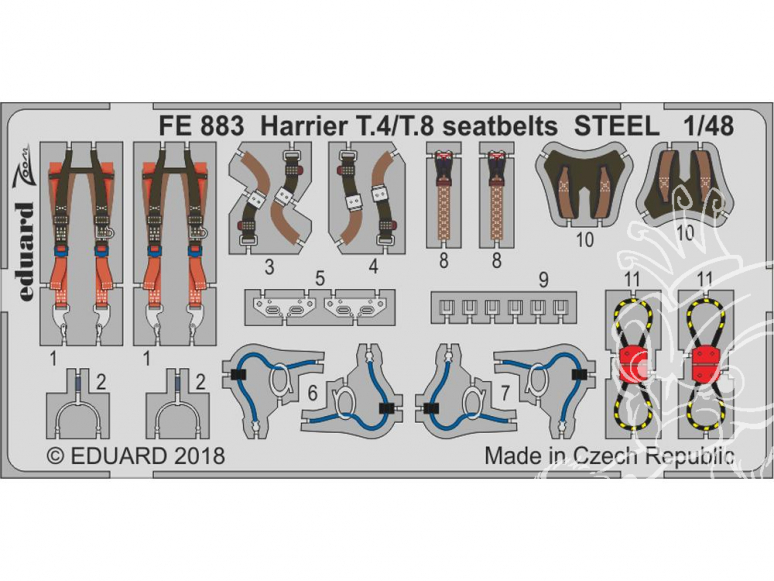 EDUARD photodecoupe avion FE883 Harnais métal Zoom intérieur Harrier T.4/T.8 Kinetic 1/48
