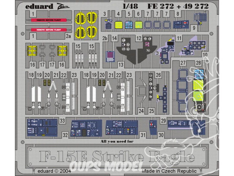 EDUARD photodecoupe avion FE272 Zoom Interieur F-15E Strike Eagle Hasegawa 1/48