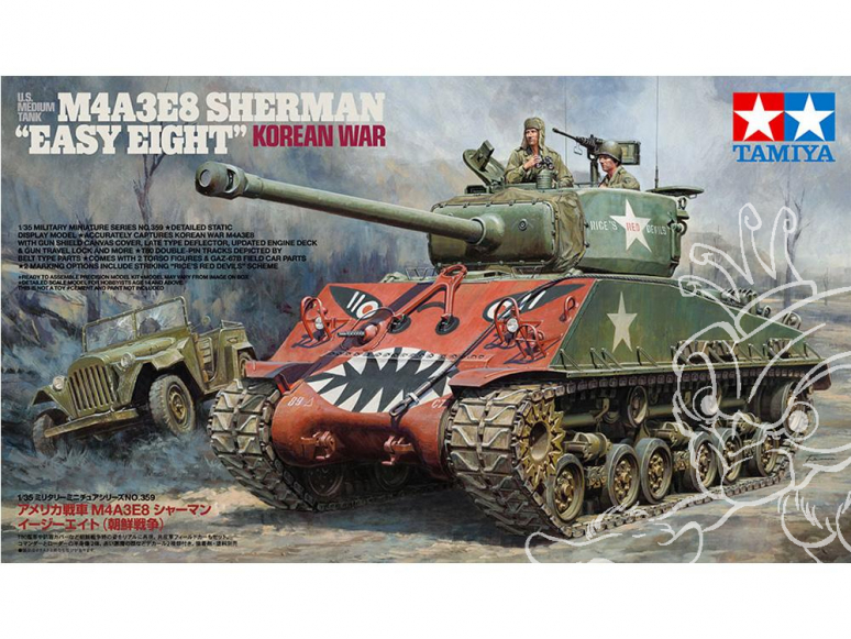 tamiya maquette militaire 35359 US Medium Tank M4A3E8 Sherman "Easy Eight" guerre de corée 1/35