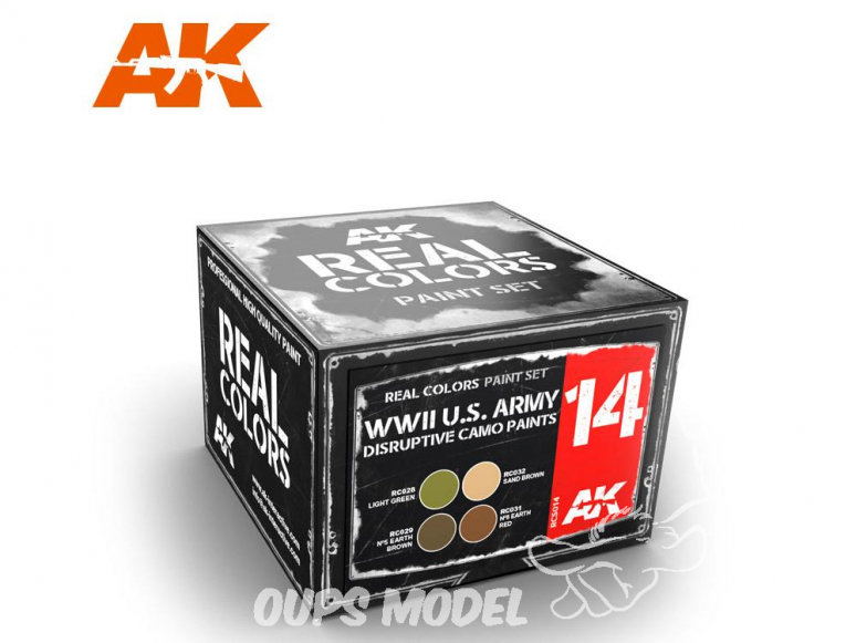 Ak interactive Real Colors Set RCS014 Couleurs Armée U.S. Disruptive camo WWII 4 x 10ml