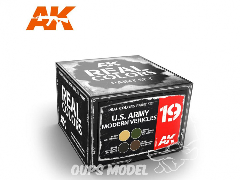 Ak interactive Real Colors Set RCS019 Couleurs véhicules Armée U.S. Moderne 4 x 10ml