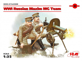 Icm maquette figurines 35698 Maxim MG team avec servants russe WWI 1/35