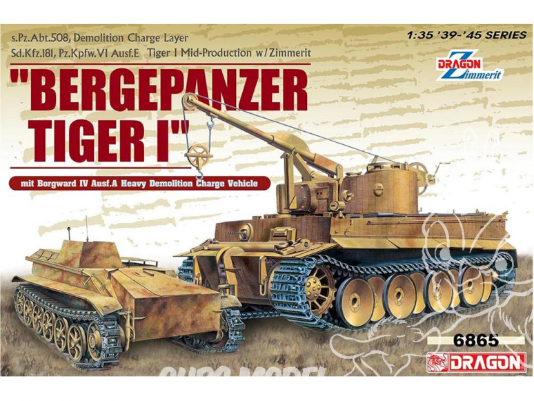 Dragon maquette militaire 6865 Bergepanzer Tiger I avec Borgward IV Ausf.A Heavy Demolition Charge Vehicle 1/35