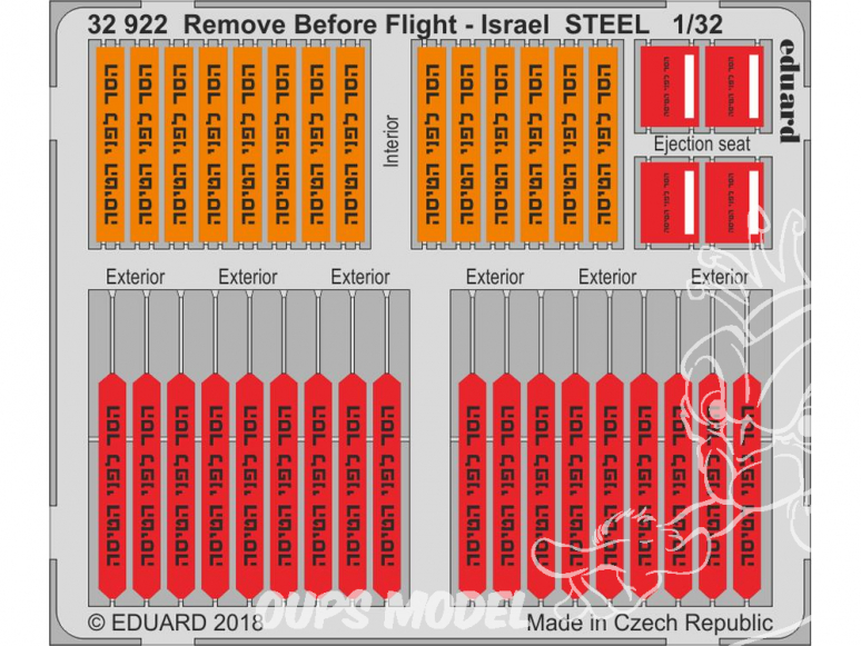 Eduard photodécoupe avion 32922 Remove Before Flight - Israel Metal 1/32