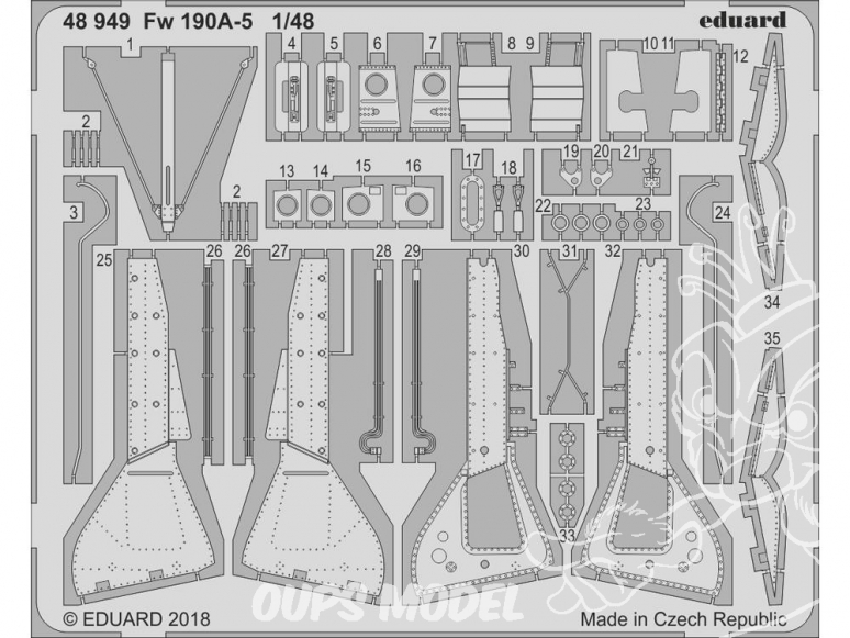 EDUARD photodecoupe avion 48949 Amélioration Focke Wulf Fw 190A-5 Eduard 1/48