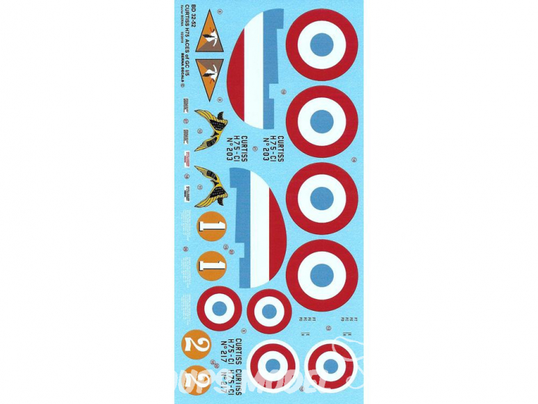 DECALQUES Curtiss H-75 Aces of CG 1/5 1/48 BERNA DECALS BD32-52