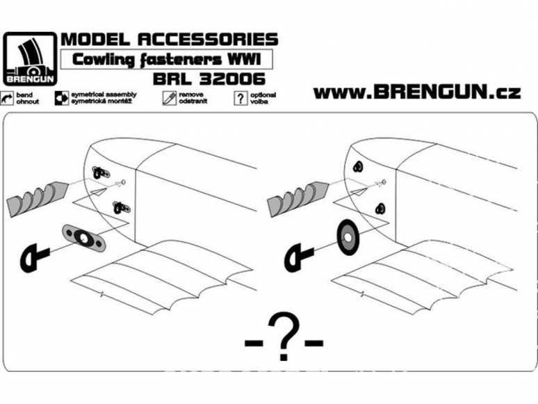Brengun kit accessoire avion BRL32006 Fermetures de capot WWI 1/32