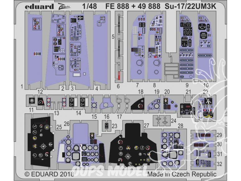 EDUARD photodecoupe avion 49888 Intérieur Sukhoi Su-17/22 UM3K Kitty Hawk 1/48