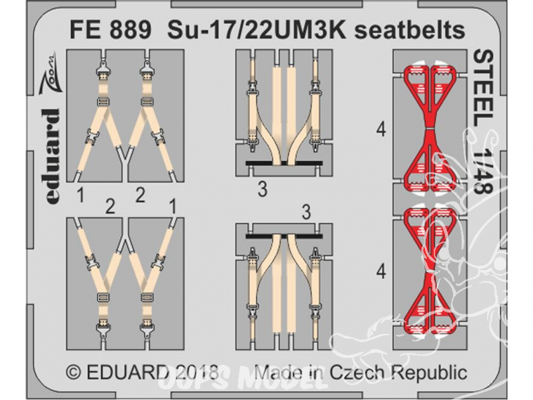 EDUARD photodecoupe avion FE889 Harnais métal Sukhoi Su-17/22 UM3K Kitty Hawk 1/48