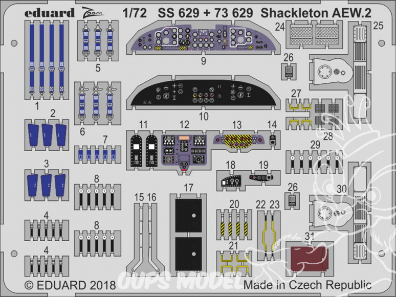 Eduard photodecoupe avion 73629 Shackleton AEW.2 Intérieur cockpit Airfix 1/72