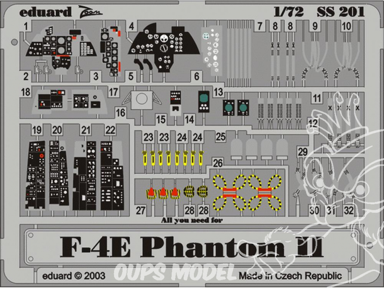 Eduard photodecoupe avion SS201 F-4E Hasegawa 1/72