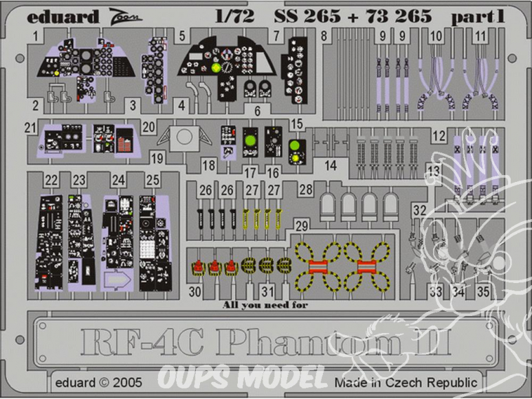 Eduard photodecoupe avion SS265 RF-4C Hasegawa 1/72