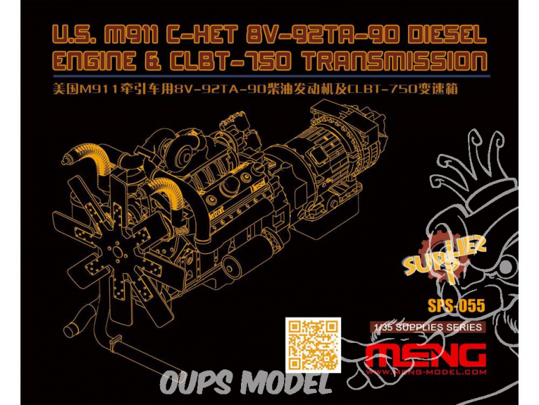 Meng maquette militaire SPS-055 Moteur diesel 8V-92TA-90 et transmission CLBT-750 pour M911 1/35