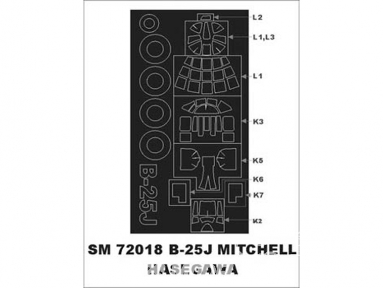 Montex Mini Mask SM72018 B-25J Mitchell Hasegawa 1/72