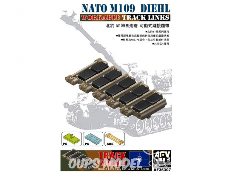 Afv club accessoire vehicule militaire 35307 SET CHENILLES MAILLON PAR MAILLON pour M109 DIEHL FORCES DE L’OTAN 1/35