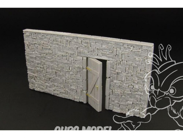 Hauleur accessoire diorama militaire HLF48008 Mur en pierre seche avec porte (en resine) 1/48