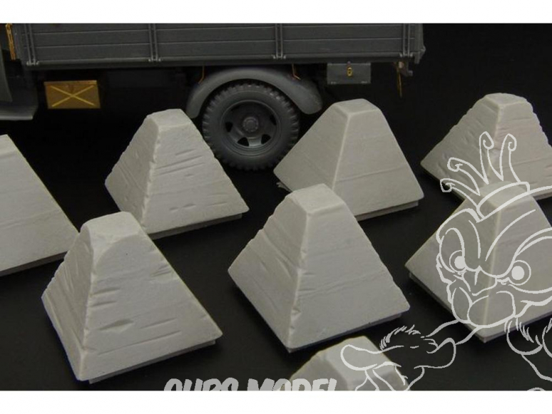 Hauleur accessoire diorama militaire HLX48367 Pièges de char dents de Dragons (en resine) 1/48
