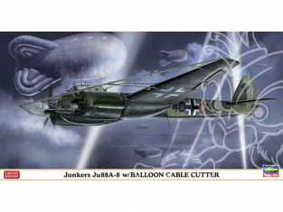 HASEGAWA maquette avion 01999 Junkers Ju 88A-8 avec BALLOON CABLE CUTTER 1/72