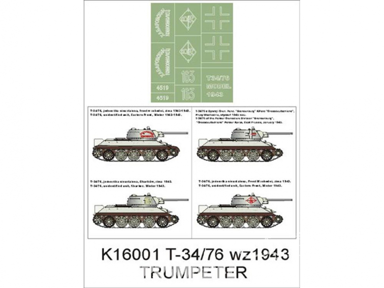 Montex Super Mask K16001 T-34/76 1943 Trumpeter 1/16