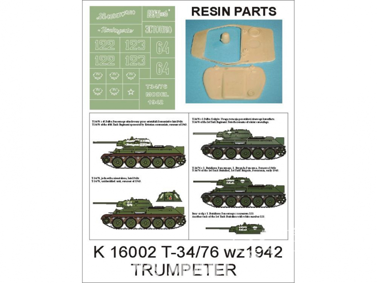 Montex Super Mask K16002 T-34/76 1942 Set conversion Numero 112 Factory Trumpeter 1/16