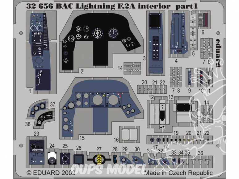 Eduard photodecoupe 32656 INTERIEUR BAC LIGHTNING F.2A 1/32
