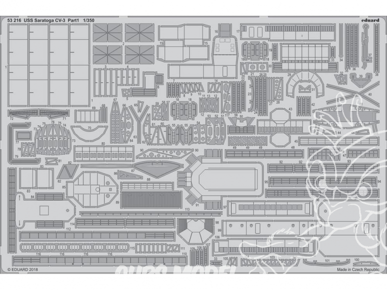 Eduard photodecoupe bateau 53216 USS Saratoga CV-3 Partie 1 Trumpeter 1/350