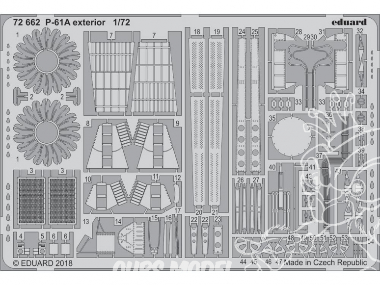 Eduard photodecoupe avion 72662 Extérieur P-61A Hobby Boss 1/72