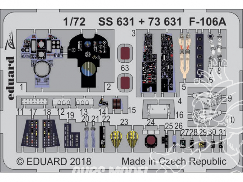 Eduard photodecoupe avion 73631 Amélioration F-106A Trumpeter 1/72