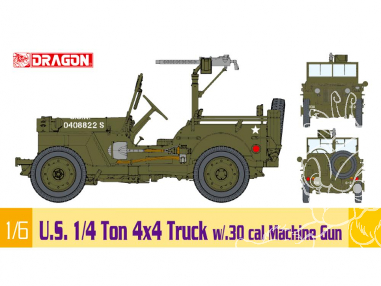 Dragon maquette militaire 75050 Jeep U.S. 1/4 Ton 4x4 avec machine gun calibre .30 / Mitrailleuse 1/6